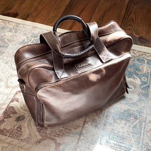 Cole Haan thick brown leather laptop / messenger bag.